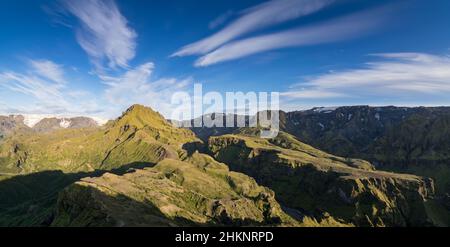 Luftaufnahme des Þórsmörk-Tals in Isisnad Stockfoto