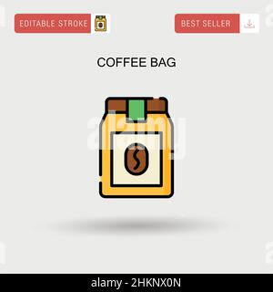 Einfaches Vektorsymbol für Kaffeetasche. Stock Vektor