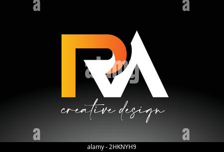 RA-Letter-Logo mit weißen goldenen Farben und minimalistischem Design-Symbol Vektor-Illustration Stock Vektor