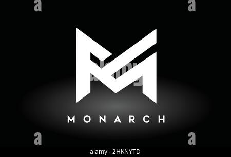 Weißes M-Letter Logo-Design auf schwarzem Hintergrund. Monogram Lines M Logo Icon Vektorgrafik. Stock Vektor