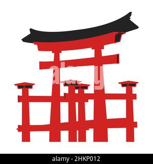 Clip Art von Torii Tor mit Cartoon-Design, Vektor-Illustration Stock Vektor
