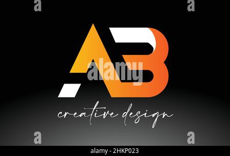 Ab Buchstabe Logo mit weißen goldenen Farben und minimalistisches Design Symbol Vektor-Illustration Stock Vektor