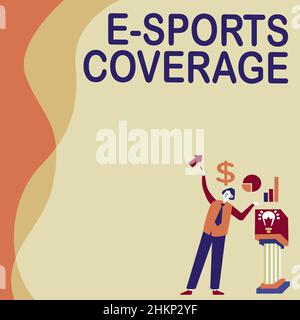 Inspiration zeigt Schild E Sports Abdeckung. Geschäftsansatz Live-Berichterstattung über den neuesten Sportwettbewerb Broadcasting Manstanding Alone Presenting Stockfoto