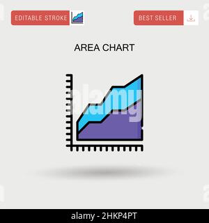 Flächendiagramm einfaches Vektorsymbol. Stock Vektor
