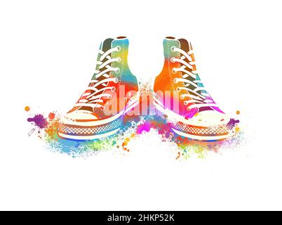 Bunte Regenbogen Sneaker. Vektorgrafik Stock Vektor