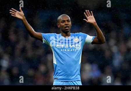 Fernandunhin von Manchester City während des vierten Spiels des Emirates FA Cup im Etihad Stadium, Manchester. Bilddatum: Samstag, 5. Februar 2022. Stockfoto