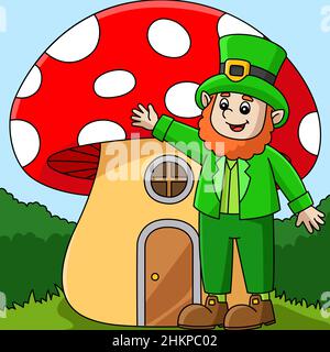 St. Patricks Tag Pilz Cartoon Vektor Farbig Stock Vektor