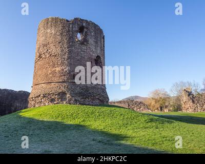 Wesentlicher zentraler Turm der Burg Skenfrith eines der drei Schlösser von Gwent Stockfoto