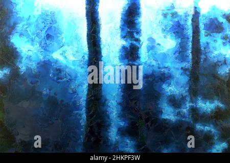 Abstraktes Malen. Surrealer dunkler Wald. 3D Rendern Stockfoto