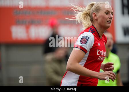London, Großbritannien. 05th. Februar 2022. Stina Blackstenius (25 Arsenal) während des Barclays FA Womens Super League-Spiels zwischen Arsenal und Manchester United im Meadow Park in London, England. Liam Asman/SPP Credit: SPP Sport Press Photo. /Alamy Live News Stockfoto