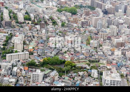 Yokohama cityline von der Aussichtsplattform am Landmark. Stockfoto