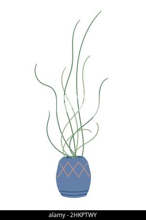 Pflanze in den Topf. Vektorgrafik in einem flachen Stil. Stock Vektor