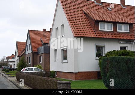 DEinfamilienhäuser aus dem späten 50s in Stadthagen Stockfoto