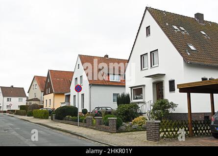 DEinfamilienhäuser aus dem späten 50s in Stadthagen Stockfoto