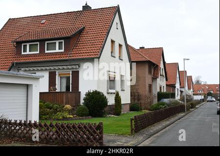 DEinfamilienhäuser aus dem späten 50s in Stadthagen Stockfoto