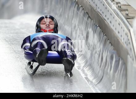 Peking, China. 5th. Februar 2022. Roman Repilov vom ROC tritt während der Männer-Einzellauf-von-Roge-Veranstaltung im Yanqing National Sliding Center im Yanqing-Bezirk von Peking, Hauptstadt von China, am 5. Februar 2022 an. Quelle: Yao Jianfeng/Xinhua/Alamy Live News Stockfoto