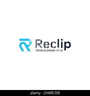 Minimalistisches Schriftzügen mit anfänglichem R Reclip Logo Stock Vektor