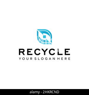 Minimalistisches RECYCLING Blatt Blätter Pflanzen Logo Design Stock Vektor