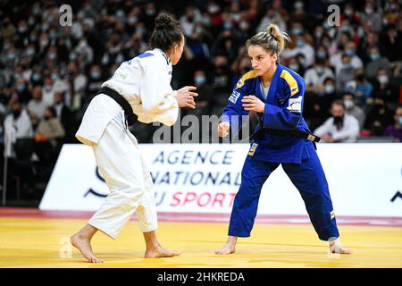 Die -52 kg schwere Distria Krasniqi aus dem Kosovo tritt während des Paris Grand Slam 2022, IJF World Judo Tour am 5. Februar 2022 in der Accor Arena in Paris, Frankreich, an - Foto Victor Joly / DPPI Stockfoto