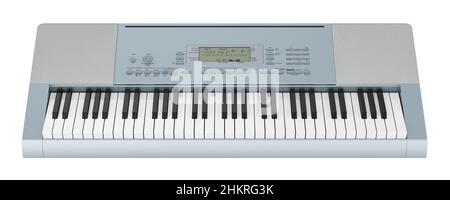 Synthesizer, 3D-Rendering auf weißem Hintergrund Stockfoto