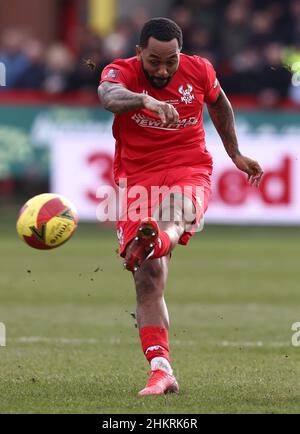 Kidderminster, England, 5th. Februar 2022. Ashley Hemmings von Kidderminster Harriers während des Emirates FA Cup-Spiels im Aggborough Stadium, Kidderminster. Bildnachweis sollte lauten: Darren Staples / Sportimage Stockfoto