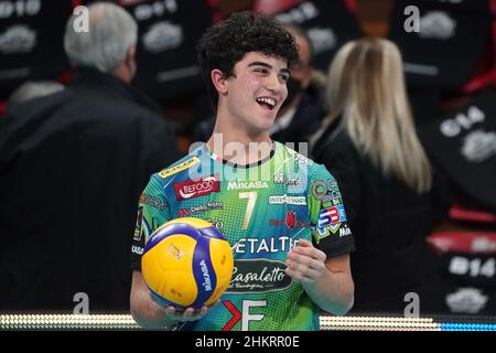 Perugia, Italien. 05th Feb, 2022. Broccatelli vittorio (n.7 SIR Safety conad perugia) während der Sir Safety Conad Perugia gegen Consar Ravenna, Volleyball Italienische Serie A Männer Superliga Meisterschaft in Perugia, Italien, Februar 05 2022 Quelle: Independent Photo Agency/Alamy Live News Stockfoto