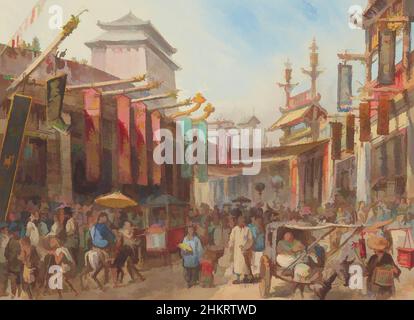 Art Inspired by Sketch of a Street in Peking, Nichola Chevalier, 1869-1870, Klassisches Werk, modernisiert von Artotop mit einem Schuss Moderne. Formen, Farbe und Wert, auffällige visuelle Wirkung auf Kunst. Emotionen durch Freiheit von Kunstwerken auf zeitgemäße Weise. Eine zeitlose Botschaft, die eine wild kreative neue Richtung verfolgt. Künstler, die sich dem digitalen Medium zuwenden und die Artotop NFT erschaffen Stockfoto