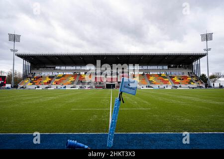 LONDON, GROSSBRITANNIEN. 05th, Februar 2022. Die neue West-Tribüne wird zum ersten Mal für das Gallagher Premiership Rugby Match zwischen Saracens und Bath Rugby im StoneX Stadium am Samstag, den 05. Februar 2022, eröffnet. LONDON, ENGLAND. Kredit: Taka Wu/Alamy Live Nachrichten Stockfoto