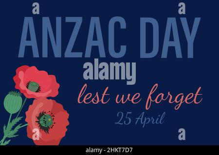 Memorial Day Australien. Anzac Tag. Memorial Day Hintergrund mit Ballon Mohnblumen Stock Vektor