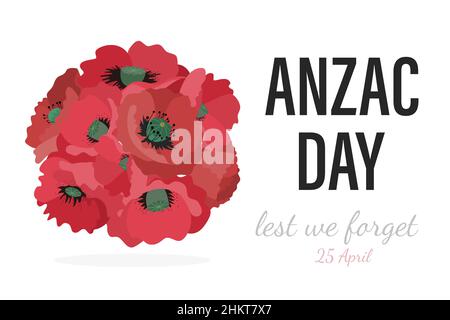 Anzac Tag. Memorial Day Australien. Mohnblumen in Form einer Kugel von Hand gezogen Stock Vektor