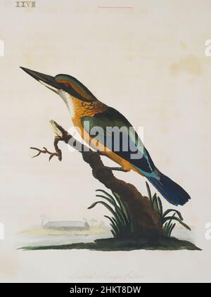 Kunst inspiriert von Sacred Kingfisher. Platte XXVII. Aus A General Synopsis of Birds, John Latham, 1795, England, Radierung, Klassische Werke, die von Artotop mit einem Hauch von Moderne modernisiert wurden. Formen, Farbe und Wert, auffällige visuelle Wirkung auf Kunst. Emotionen durch Freiheit von Kunstwerken auf zeitgemäße Weise. Eine zeitlose Botschaft, die eine wild kreative neue Richtung verfolgt. Künstler, die sich dem digitalen Medium zuwenden und die Artotop NFT erschaffen Stockfoto