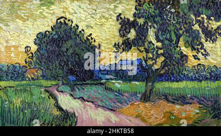 Landschaft in der Dämmerung von Vincent Van Gogh 1890.Van Gogh Museum in Amsterdam, Niederlande Stockfoto