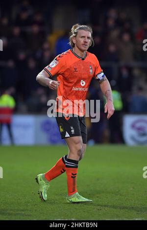 SCUNTHORPE, GROSSBRITANNIEN. FEB 5th Carl Piergianni von Oldham Athletic während des Spiels der Sky Bet League 2 zwischen Scunthorpe United und Oldham Athletic am Samstag, den 5th. Februar 2022 im Glanford Park, Scunthorpe. (Kredit: Eddie Garvey | MI News) Stockfoto