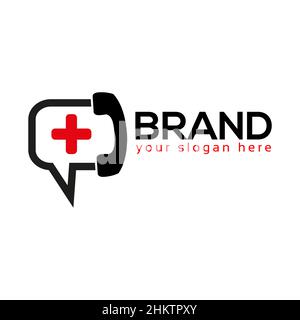 Logo-Vektor des Health Phone. Flaches Design. Vektorgrafik auf weißem Hintergrund. Stock Vektor