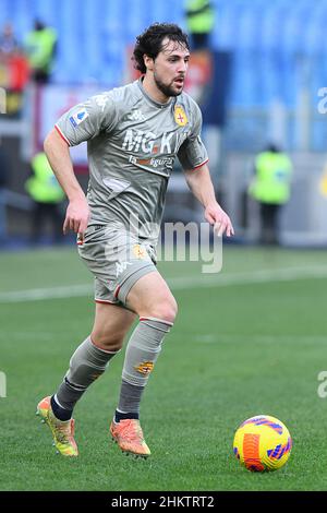 Rom, Italien. 05th. Februar 2022. Mattia Destro von Genua während des Fußballs Serie A Spiel, Stadio Olimpico, AS Roma gegen Genua, 05th. Februar 2022 Photographer01 Kredit: Unabhängige Fotoagentur/Alamy Live Nachrichten Stockfoto