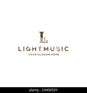 Flaches Buchstabenzeichen Initial L LIGHT MUSIC Logo-Design Stock Vektor