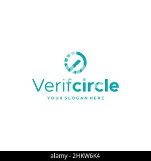 Minimalistisches Verifcircle-Logo mit Karo-Logo Stock Vektor