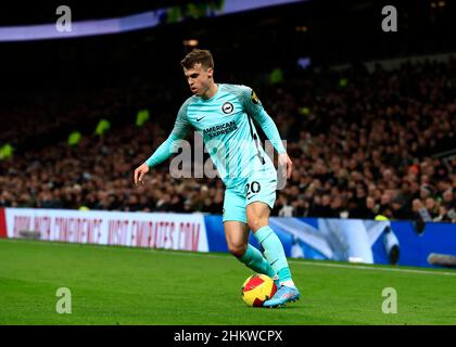 5th. Februar 2022 : Tottenham Hotspur Stadium, Tottenham, London, England; FA Cup Football, Tottenham gegen Brighton und Hove Albion: Solly March of Brighton &amp; Hove Albion Stockfoto