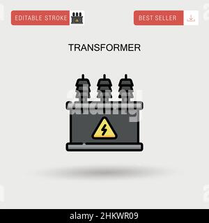Einfaches Vektorsymbol für Transformator. Stock Vektor