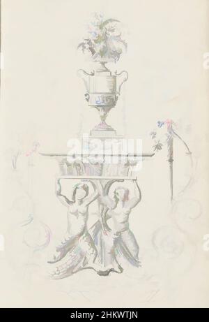 Kunst inspiriert von Ornament mit zwei Nereids mit einer Vase, tragen die Nereids eine Hauptstadt, auf der eine Vase mit Blumen steht. Seite 58 Rekto aus einem Skizzenbuch mit 63 Seiten, Klassisches Werk, das von Artotop mit einem Schuss Modernität modernisiert wurde. Formen, Farbe und Wert, auffällige visuelle Wirkung auf Kunst. Emotionen durch Freiheit von Kunstwerken auf zeitgemäße Weise. Eine zeitlose Botschaft, die eine wild kreative neue Richtung verfolgt. Künstler, die sich dem digitalen Medium zuwenden und die Artotop NFT erschaffen Stockfoto