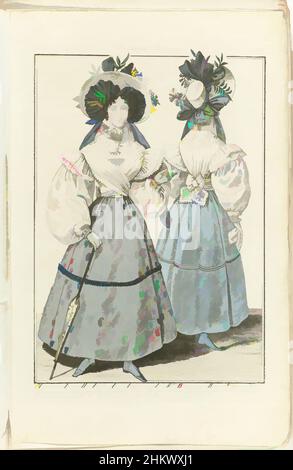 Kunst inspiriert von Journal des Dames et des Modes 1829, Costumes Parisiens (2709), Druckerei:, 1829, Papier, Radierung, Klassisches Werk, modernisiert von Artotop mit einem Schuss Moderne. Formen, Farbe und Wert, auffällige visuelle Wirkung auf Kunst. Emotionen durch Freiheit von Kunstwerken auf zeitgemäße Weise. Eine zeitlose Botschaft, die eine wild kreative neue Richtung verfolgt. Künstler, die sich dem digitalen Medium zuwenden und die Artotop NFT erschaffen Stockfoto