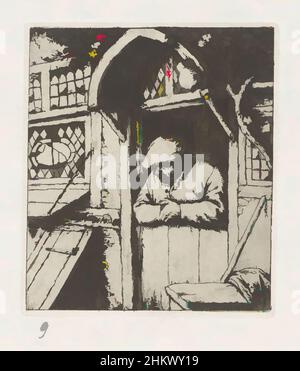 Die von Farmer inspirierte Kunst, die an der unteren Tür angelehnt ist, ist Teil eines Mappenwerks und wird mit einem weiteren Druck auf einer Albumseite gedruckt., Druckerei: Adriaen van Ostade, Zeichner: Adriaen van Ostade, Haarlem, 1651 - 1655 und/oder 1941, Papier, Radierung, Höhe 106 mm × Breite 92, Klassische Werke, modernisiert von Artotop mit einem Schuss Moderne. Formen, Farbe und Wert, auffällige visuelle Wirkung auf Kunst. Emotionen durch Freiheit von Kunstwerken auf zeitgemäße Weise. Eine zeitlose Botschaft, die eine wild kreative neue Richtung verfolgt. Künstler, die sich dem digitalen Medium zuwenden und die Artotop NFT erschaffen Stockfoto