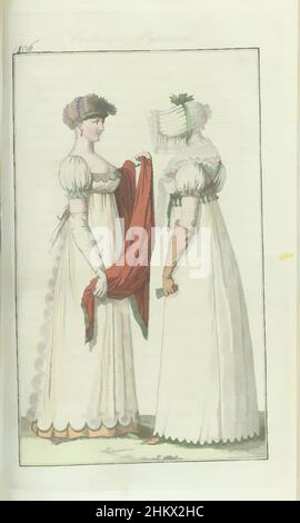 Art inspired by Journal des Dames et des Modes, Edition Frankfurt 3 novembre 1806, Costume Parisien (45), According to the begleitende Text (S.157-158) : Fig. 1: Hut aus geflochtenem Stroh und Bänder aus Taft. Goldene Ohrringe. Schürze aus Musselin mit gestickter Bordüre auf einem Unterrock von Classic Works, die von Artotop mit einem Schuss Modernität modernisiert wurden. Formen, Farbe und Wert, auffällige visuelle Wirkung auf Kunst. Emotionen durch Freiheit von Kunstwerken auf zeitgemäße Weise. Eine zeitlose Botschaft, die eine wild kreative neue Richtung verfolgt. Künstler, die sich dem digitalen Medium zuwenden und die Artotop NFT erschaffen Stockfoto