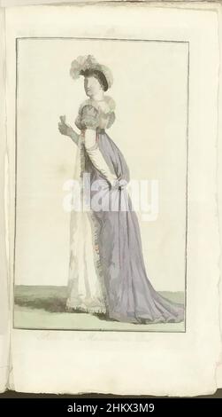 Art inspired by Journal des Dames et des Modes, Costume Parisien, 1805, an 13 (624) Robe et Manteau de Cour, Frau links, gekleidet in Hofkleid: Ein weißes Hofkleid mit Kragen mit erhobenem Rand, über dem ein purpurfarbenes Hofkleid, das sie von hinten hält. Lange weiße Handschuhe, A, Classic Works modernisiert von Artotop mit einem Schuss Modernität. Formen, Farbe und Wert, auffällige visuelle Wirkung auf Kunst. Emotionen durch Freiheit von Kunstwerken auf zeitgemäße Weise. Eine zeitlose Botschaft, die eine wild kreative neue Richtung verfolgt. Künstler, die sich dem digitalen Medium zuwenden und die Artotop NFT erschaffen Stockfoto