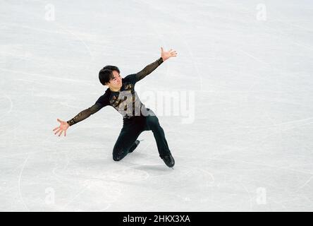 Yuma Kagiyama aus Japan während des Team-Events - Single Skating für Männer - Kurzprogramm am zweiten Tag der Olympischen Winterspiele 2022 in Peking im Capital Indoor Stadium, Peking, China. Bilddatum: Sonntag, 6. Februar 2022. Stockfoto