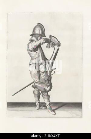 Kunst inspiriert von Soldier Gießen Schießpulver in das Fass seines Steuerruders (no 23), c. 1600, Ein Soldat, in voller Länge, nach rechts, hält ein Steuerruder (eine bestimmte Art von Schusswaffe) mit seiner linken Hand in der Nähe seines linken Oberschenkels, wobei der Lauf diagonal nach oben zeigt (nein 23), c. 1600. Mit seinem Recht werden die von Artotop modernisierten klassischen Werke mit einem Schuss Moderne modernisiert. Formen, Farbe und Wert, auffällige visuelle Wirkung auf Kunst. Emotionen durch Freiheit von Kunstwerken auf zeitgemäße Weise. Eine zeitlose Botschaft, die eine wild kreative neue Richtung verfolgt. Künstler, die sich dem digitalen Medium zuwenden und die Artotop NFT erschaffen Stockfoto