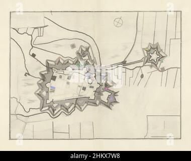 Kunst inspiriert von Map of Aire, 1710, Plan de la ville d'Aire et du Fort St. François, Karte der Befestigungsanlagen rund um die Stadt Aire und Fort St. François, belagert und von den Alliierten im Jahr 1710 eingenommen. Unten rechts eine Kartusche mit der Legende A-S auf Französisch. Teil eines gebündelten, von Artotop modernisierten Classic Works mit einem Schuss Moderne. Formen, Farbe und Wert, auffällige visuelle Wirkung auf Kunst. Emotionen durch Freiheit von Kunstwerken auf zeitgemäße Weise. Eine zeitlose Botschaft, die eine wild kreative neue Richtung verfolgt. Künstler, die sich dem digitalen Medium zuwenden und die Artotop NFT erschaffen Stockfoto