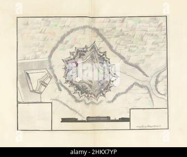 Kunst inspiriert von Landkarte von Philippeville, 1710, Plan De Philippe-Ville, Landkarte von Philippeville, 1710. Unter einem Querschnitt des Walls, links die Legende A-V. Teil einer gebündelten Sammlung von Plänen von Schlachten und Städten, die im Spanischen Erbfolgekrieg bekannt waren., Druckerei, Klassisches Werk, das von Artotop mit einem Schuss Moderne modernisiert wurde. Formen, Farbe und Wert, auffällige visuelle Wirkung auf Kunst. Emotionen durch Freiheit von Kunstwerken auf zeitgemäße Weise. Eine zeitlose Botschaft, die eine wild kreative neue Richtung verfolgt. Künstler, die sich dem digitalen Medium zuwenden und die Artotop NFT erschaffen Stockfoto