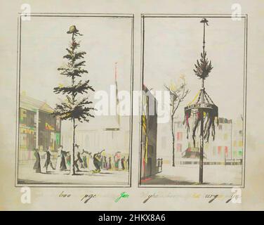 Kunst inspiriert von den Liberty-Bäumen auf dem Revolutuieplein und Burgerplein, 17951st Vryheidsboom opgerigt 19 Jan 1795, Vryheidsboom op het burgerplyn, zwei Platten auf einem Blatt: Der Freiheitsbaum auf dem Dam-Platz wurde am 19. Januar 1795 errichtet und dann in Revolutuieplein umbenannt; Der Freiheitsbaum, auf dem Classic Works errichtet wurde, wurde von Artotop mit einem Schuss Moderne modernisiert. Formen, Farbe und Wert, auffällige visuelle Wirkung auf Kunst. Emotionen durch Freiheit von Kunstwerken auf zeitgemäße Weise. Eine zeitlose Botschaft, die eine wild kreative neue Richtung verfolgt. Künstler, die sich dem digitalen Medium zuwenden und die Artotop NFT erschaffen Stockfoto