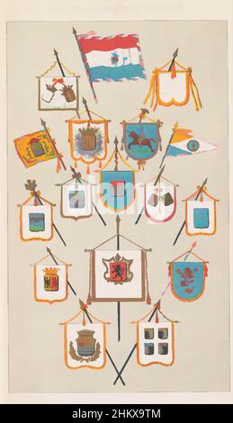 Kunst inspiriert von den Bannern der Ehrengarde von Tholen, Schouwen und Duiveland, 1862, Tholen, Schouwen und Duiveland, IV., fünfzehn Banner der Ehrenwachen auf den Inseln Tholen, Schouwen und Duiveland während des Besuchs von König Willem III. In Zeeland am 21. Und 30. Mai 1862, Klassische Werke, die von Artotop mit einem Schuss Moderne modernisiert wurden. Formen, Farbe und Wert, auffällige visuelle Wirkung auf Kunst. Emotionen durch Freiheit von Kunstwerken auf zeitgemäße Weise. Eine zeitlose Botschaft, die eine wild kreative neue Richtung verfolgt. Künstler, die sich dem digitalen Medium zuwenden und die Artotop NFT erschaffen Stockfoto